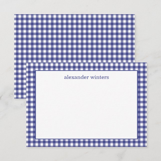 Gingham Personlig Note Cards Tack Kort (Fram/baksida)