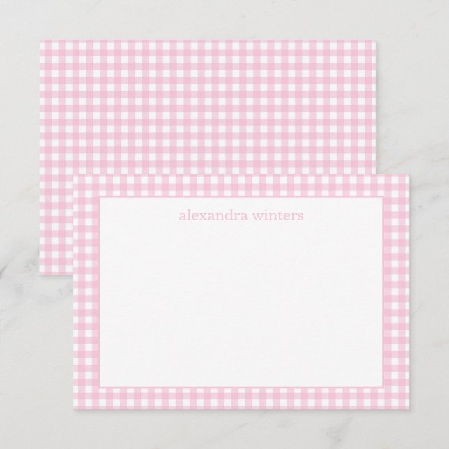 Gingham Personlig Note Cards Tack Kort (Fram/baksida)