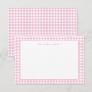 Gingham Personlig Note Cards Tack Kort