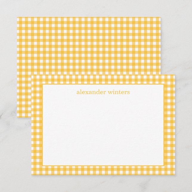 Gingham Personlig Note Cards Tack Kort (Fram/baksida)