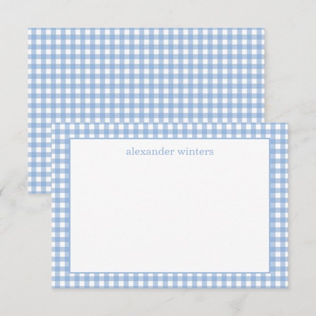 Gingham Personlig Note Cards Tack Kort (Fram/baksida)
