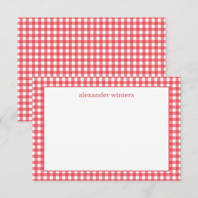 Gingham Personlig Note Cards Tack Kort (Fram/baksida)