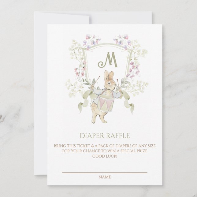 Gingham Peter från Rabbit Baby Shower Diaper Raffl Inbjudningar (Framsida)