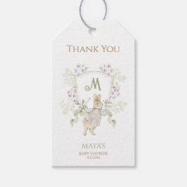 Gingham Peter, Rabbit Monogram Baby Shower Presentetikett