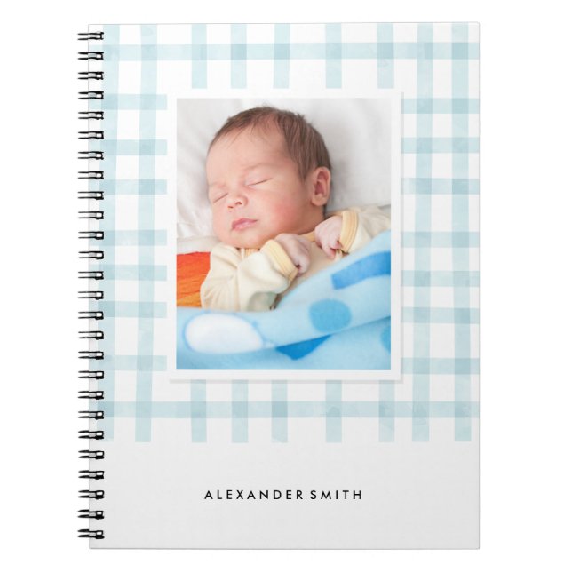 Gingham Photo Journal - Light Blue Anteckningsbok (Framsidan)