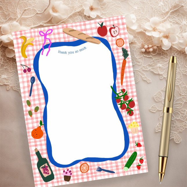 Gingham Picknick Modern Söt Anpassad Födelsedag Tack Kort (Gingham Picnic Modern Cute CUSTOM BIRTHDAY Thank You Card
)