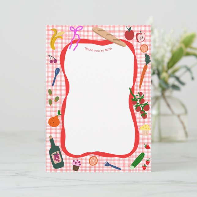 Gingham Picknick Modern Söt PERSONLIG FÖDELSEDAGS- Tack Kort (Stående Fram)