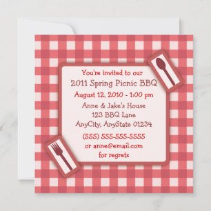 Gingham Picnic BBQ-inbjudan Inbjudningar