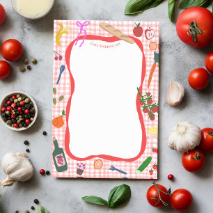Gingham Picnic Cute ANPASSNINGSBAR Shopping List L Post-it Block