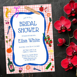 Gingham Picnic Modern Cute ANPASSNINGSBAR Möhippa Inbjudningar