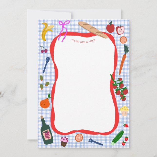 Gingham Picnic Modern Cute ANPASSNINGSBAR Möhippa Tack Kort (Framsida)