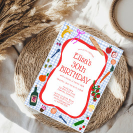 Gingham Picnic Modern Cute CUSTOM BIRTHDAY PARTY Inbjudningar