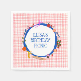 Gingham Picnic Modern Cute CUSTOM BIRTHDAY PARTY Pappersservett