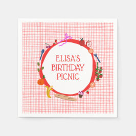 Gingham Picnic Modern Cute CUSTOM BIRTHDAY PARTY Pappersservett