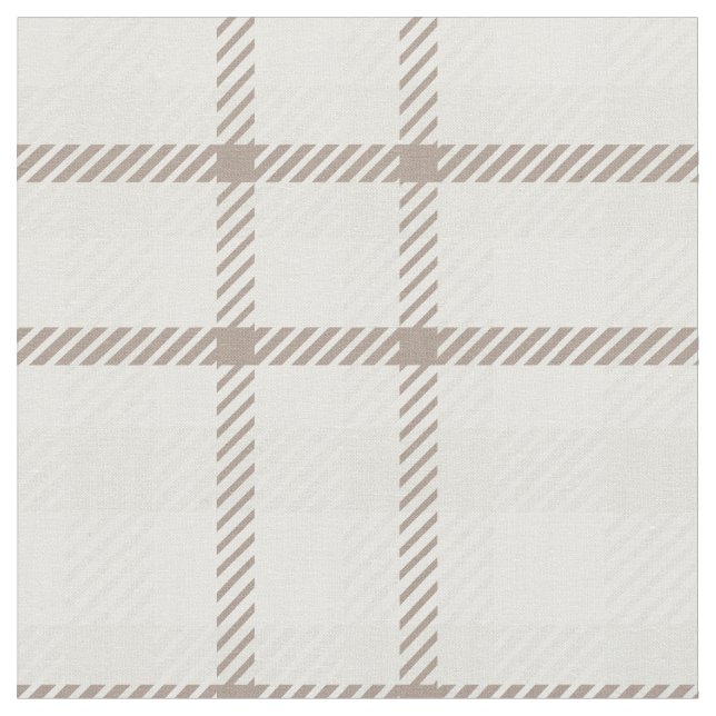 Gingham plaid neutral coffee latte stripes  tyg (Närbild)