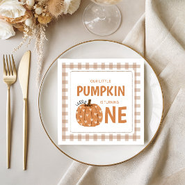 Gingham Plaid Små Pumpa Pappersservetter