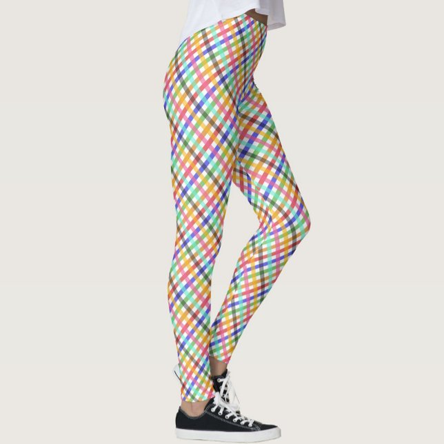 Gingham Play Mönster Design, flerfärgad Leggings (Skapare uppladdad)