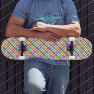 Gingham Play Mönster Design, flerfärgad Mini Skateboard Bräda 18,5 Cm
