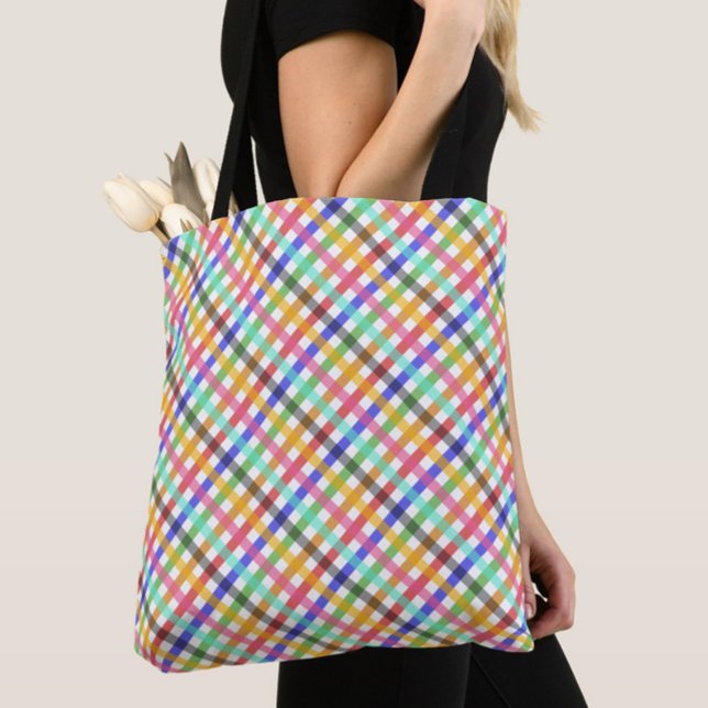 Gingham Play Mönster Design, flerfärgad Tygkasse (Skapare uppladdad)