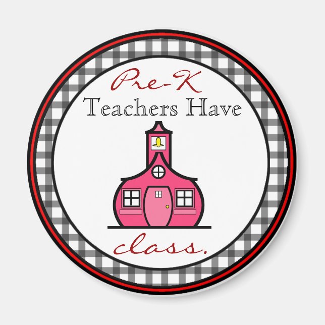 Gingham Pre-K Teacher Magnet (Framsidan)
