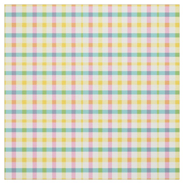 Gingham-print i Vår Färg Grönt, Rosa, Gult Tyg (Provkarta)