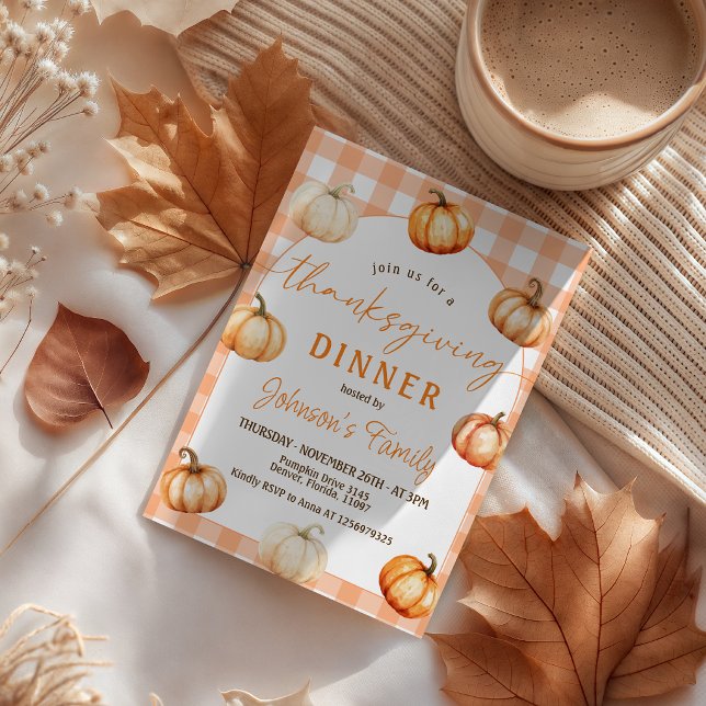 Gingham Pumpa Thanksgiving Inbjudan (Skapare uppladdad)