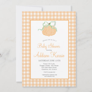 Gingham Pumpkin Baby Shower-inbjudan Inbjudningar