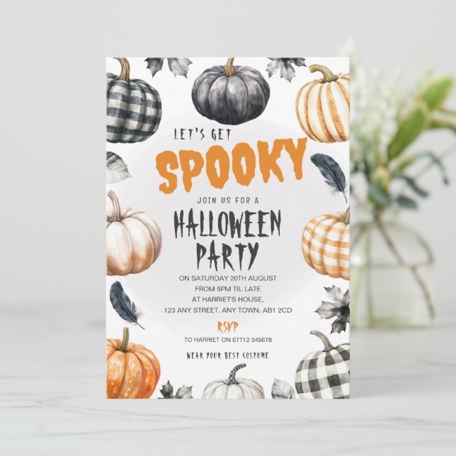 Gingham-pumpor Halloweenfest-inbjudan Inbjudningar (Stående Fram)