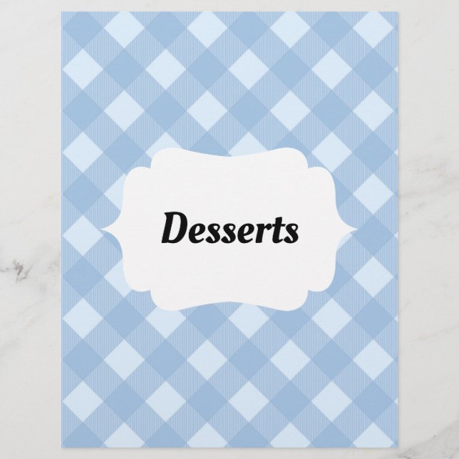 Gingham Recipe Binder Tab Inserts Divider (Framsida)