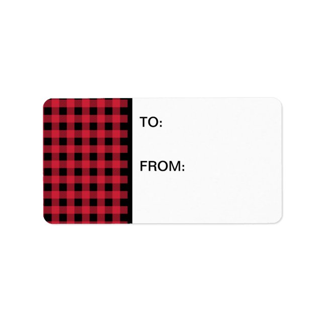 Gingham Red and Black Adressetikett (Framsidan)