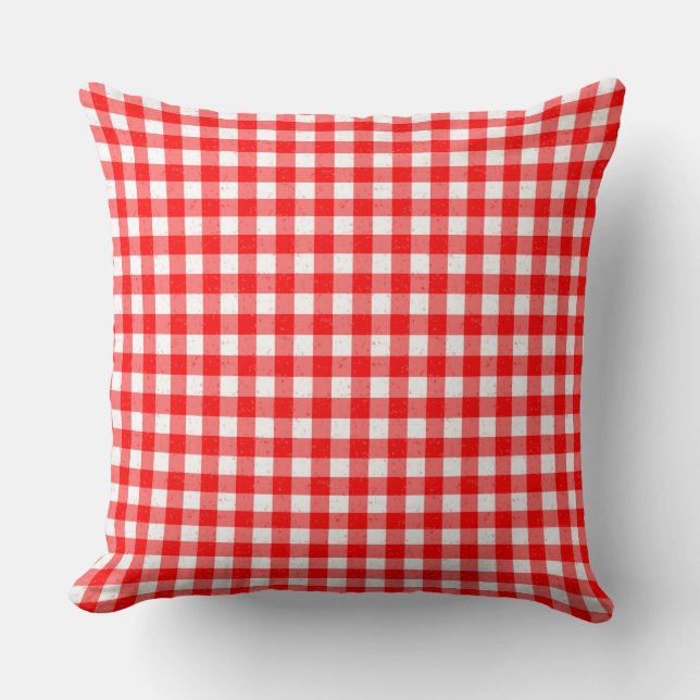 Gingham Red and White Mönster Cotton Dekorativ kud Kudde (Framsida)