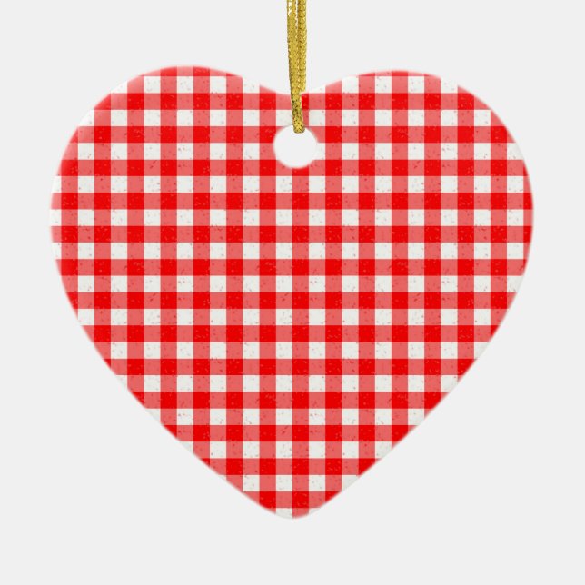 Gingham Red and White Mönster Heart Ornament (Framsidan)
