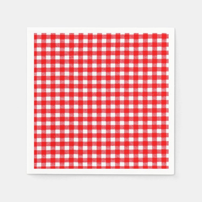 Gingham Red and white Traditional picnic Pappersservett (Framsidan)