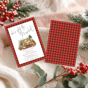Gingham Red Grönt off Market Möhippa Inbjudningar
