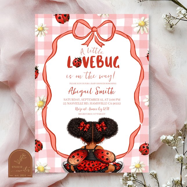  Gingham Red Ladybug Baby Shower Invitation Inbjudningar (Skapare uppladdad)