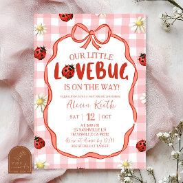 Gingham Röd Lovebug Baby Shower Inbjudningar