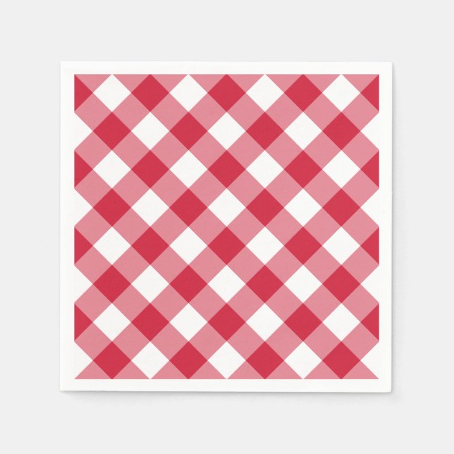 Gingham (röd) pappersservett (Framsidan)