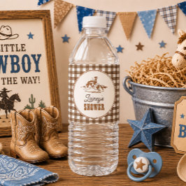 Gingham Rodeo Baby Shower Vattenflasksetiketter Vattenflaskor Etikett