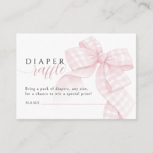 Gingham Rosa Bow Baby Shower Diaper Raffle Tilläggskort