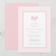 Gingham rosa bow babydusch