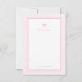 Gingham rosa bow babydusch tack kort