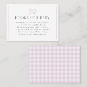 Gingham Rosa Bow Flicka Baby Shower Bokar för B Visitkort