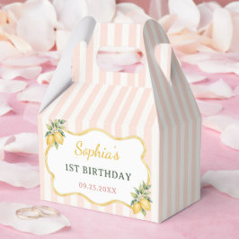 Gingham Rosa Citron Födelsedagsfest 1 År Presentaskar