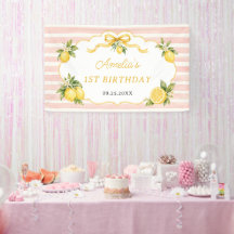 Gingham Rosa Citron Födelsedagsfirande 1 År