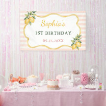 Gingham Rosa Citron Födelsedagsfirande 1 År