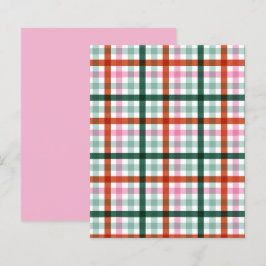 Gingham Rosa Red and Grönt Mönster Scrapbook Pappe