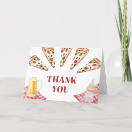Gingham Rustic Modern Pizza Öl Baby Shower Tack Kort