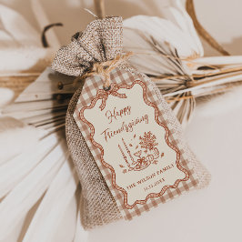 Gingham-rutiga Vänner-tackmiddag Presentetikett
