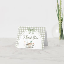 Gingham Sage Grönt Mallard Anka Baby Shower