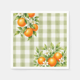 Gingham Sagegrön Little Cutie Baby Shower Pappersservett